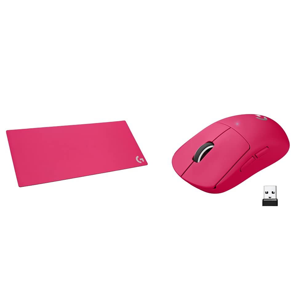 Logitech G840 XL Gaming Mouse Pad & G PRO X Superlight Wireless Gaming Mouse - Large Magenta Gaming Surface Bundle for PC, PS5, Xbox - Perfect for FPS, MOBA & Esports Tournaments