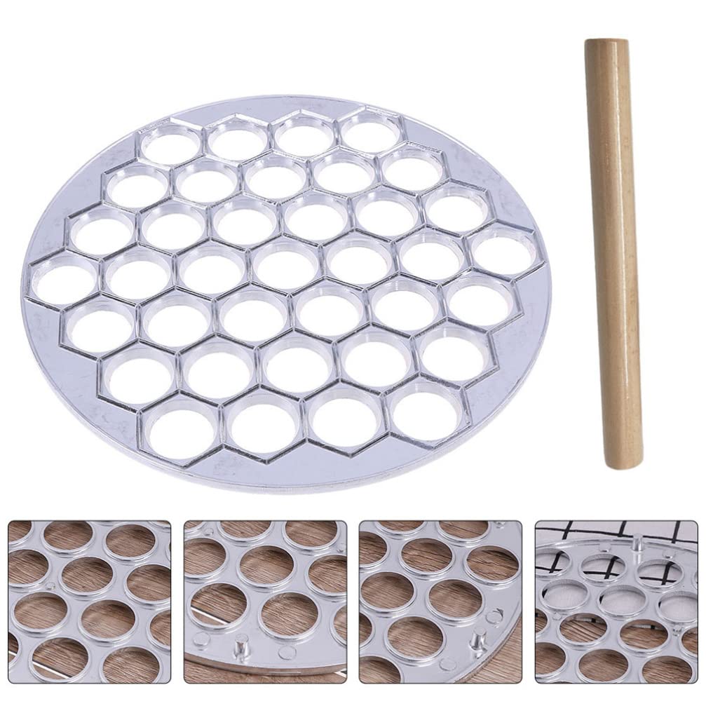 Cabilock 37-Hole Dumpling Maker - Plastic Dumpling Press Mold for Pelmeni, Ravioli & Dumplings - Includes Rolling Pin - Perfect for Homemade Dumplings, Pastry & Kitchen Cooking Tools - Ideal for Family Meals, Party Snacks & Asian Cuisine Preparation