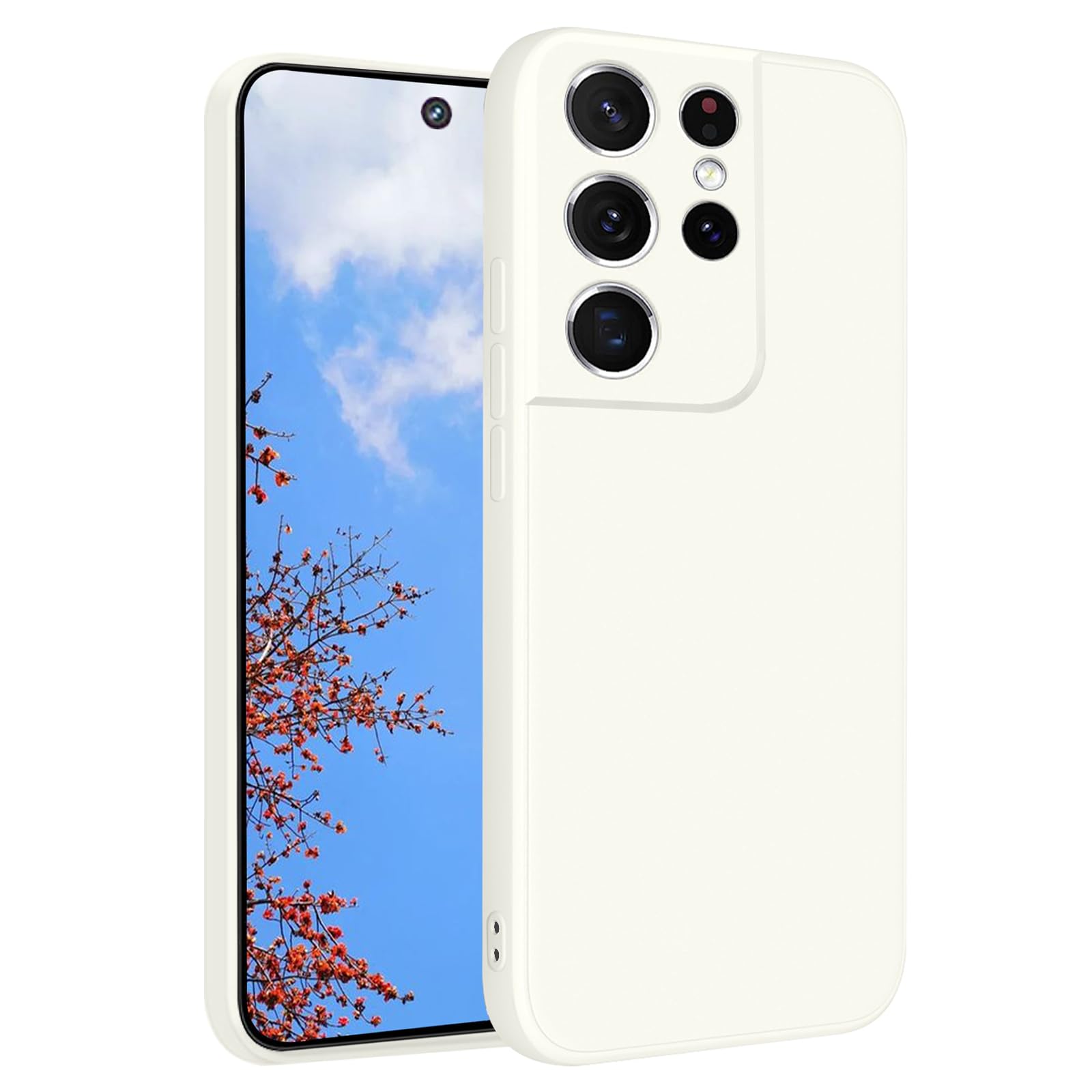 **Samsung Galaxy S21 Ultra 5G Case - Soft Silicone Shockproof Cover, Anti-Fingerprint, Purple & White - Perfect for Daily Use, Travel & Protection**