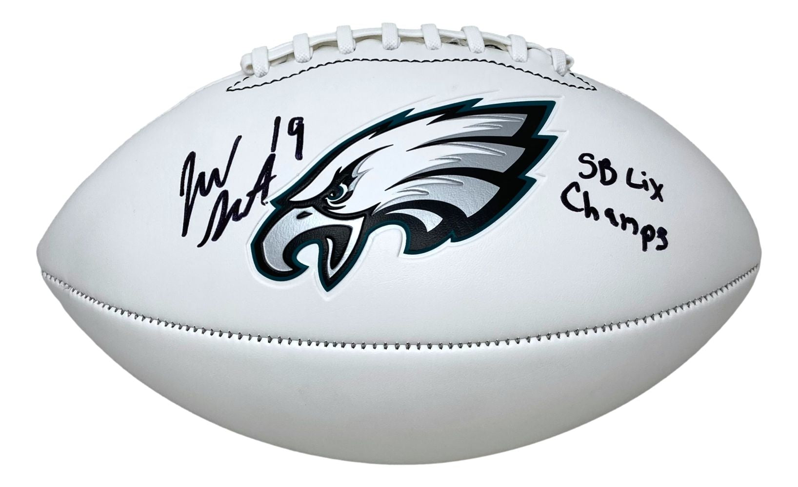 Josh Sweat Autographed Philadelphia Eagles Logo Football - Super Bowl LIX Champions Inscription - Collectible Memorabilia for Eagles Fans & NFL Enthusiasts - Perfect for Display, Gifting, and Sports Collections