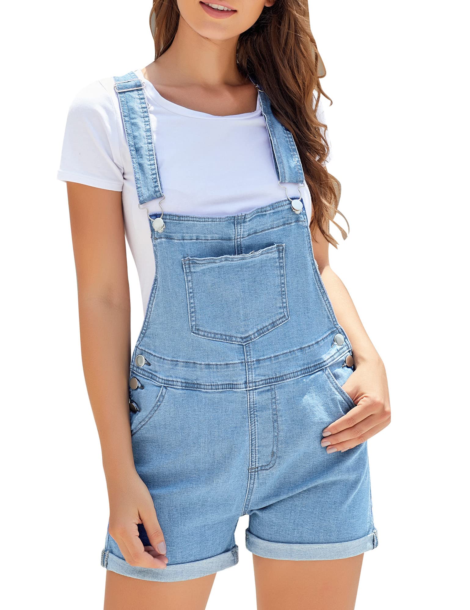 GRAPENT Women's Ripped Denim Shortalls - Adjustable Straps Bib Overalls Jean Shorts for Women | Casual Summer Outfit, Music Festival, Streetwear Fashion
