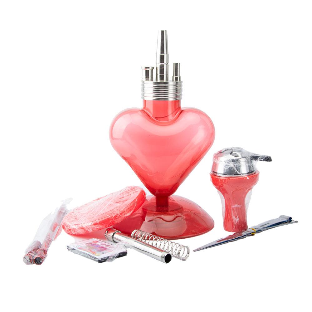 LED Heart Shaped Hookah Set - Acrylic Water Pipe for Shisha, Nargile, Sheesha | Perfect for Bar Parties, Home Gatherings & Relaxation