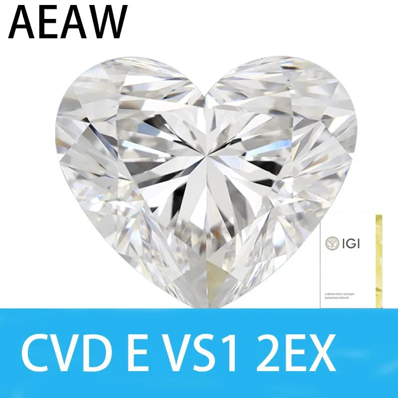 1CT VS1 CVD Lab Grown Diamond - Heart Shape Cut, IGI Certified, EFG White Color | Perfect for Engagement Rings, Wedding Bands & Fine Jewelry