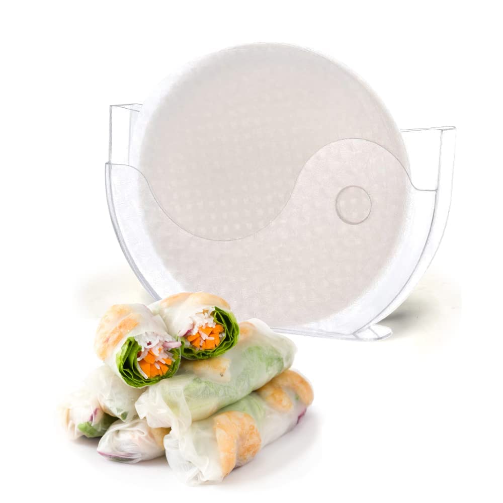 BANU Rice Paper Water Bowl with Side Pocket Holder for Spring Rolls & Summer Rolls | Banh Trang Holder | Perfect for Vietnamese Cuisine & DIY Wraps at Home