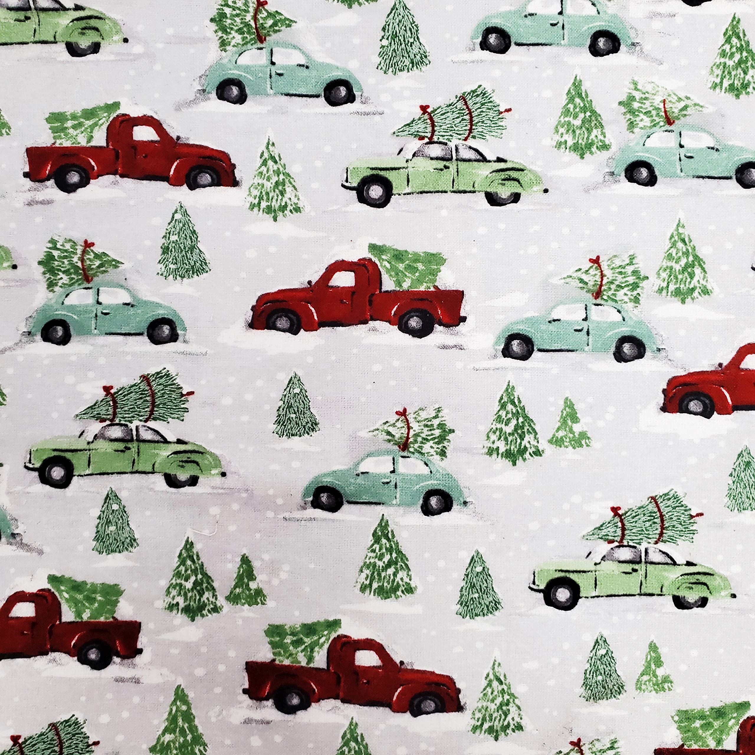 Red Truck Vintage Christmas Flannel Fabric - 100% Cotton Fat Quarters for Quilting, Sewing & Holiday DIY Projects | Perfect for Christmas Crafts, Blankets & Home Decor