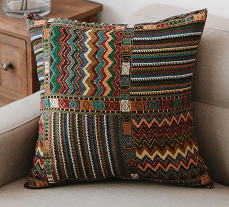 Bohemian Decorative Throw Pillows 18x18 - Geometric Pattern Chenille Couch Pillows for Sofa & Living Room - Soft Accent Pillows for Home Decor, Bedroom, Dorm