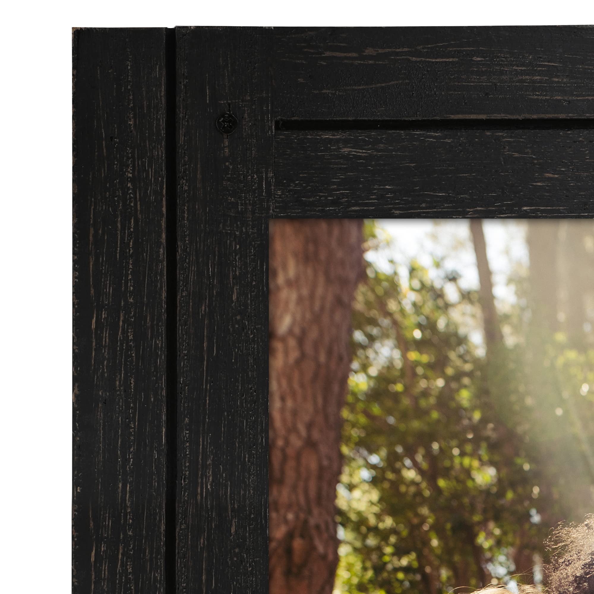 Americanflat 6x8 Picture Frame - Distressed Wood, Wall & Tabletop Display - Charcoal Black for Home Decor