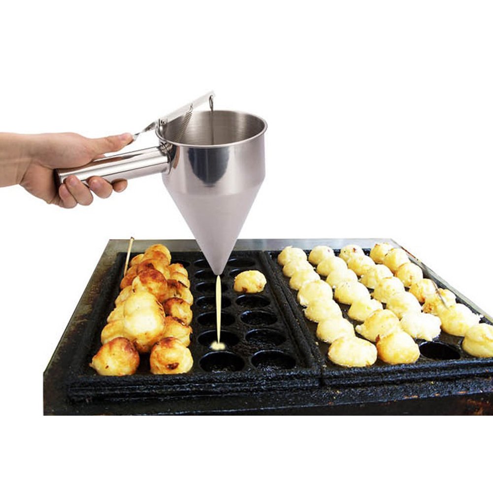 Premium Stainless Steel Takoyaki Maker Kit with Non-Slip Handle & Stand - Octopus Ball Pan, Pancake Batter Dispenser, Waffle Maker Accessories - Perfect for Japanese Street Food, Breakfast Cooking & Home Kitchen Use