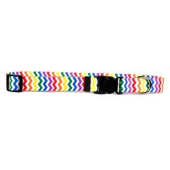**Yellow Chevron Dog Collar - Reflective Candy Stripe Pattern for Small & Medium Dogs - Perfect for Night Walks & Outdoor Adventures**