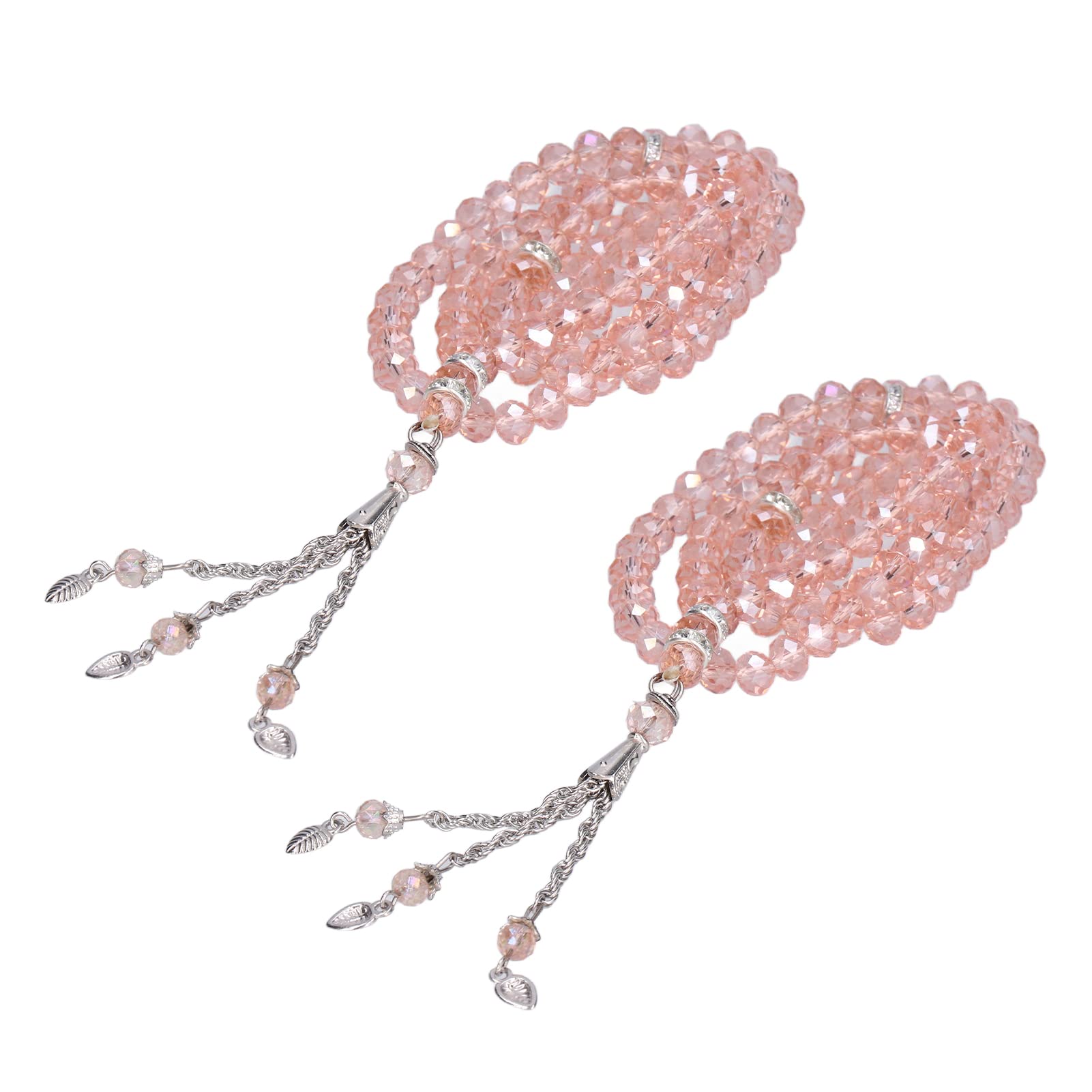 2Pcs 99 Beads Muslim Prayer Beads with Mihrab Separators - Exquisite Tasbih Islamic Rosary for Prayer, Meditation & Gift (Pink) - Perfect for Daily Worship, Travel & Handbag Accessory