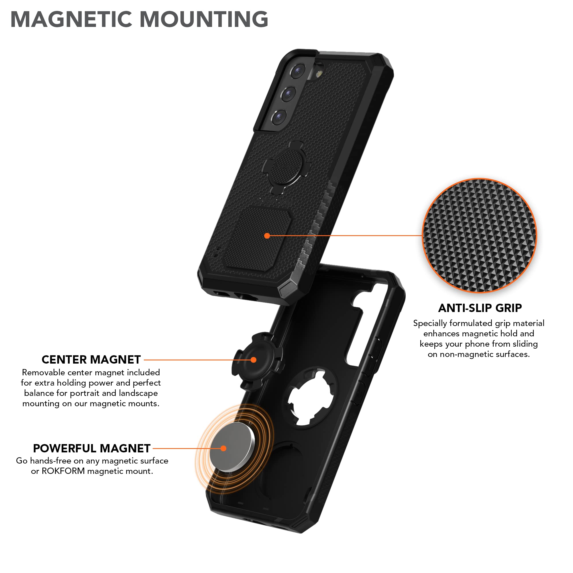 Rokform Galaxy S22 5G Rugged Case with Super Grip Car Vent Mount - Durable Protection for Driving, Commuting, and Outdoor Adventures