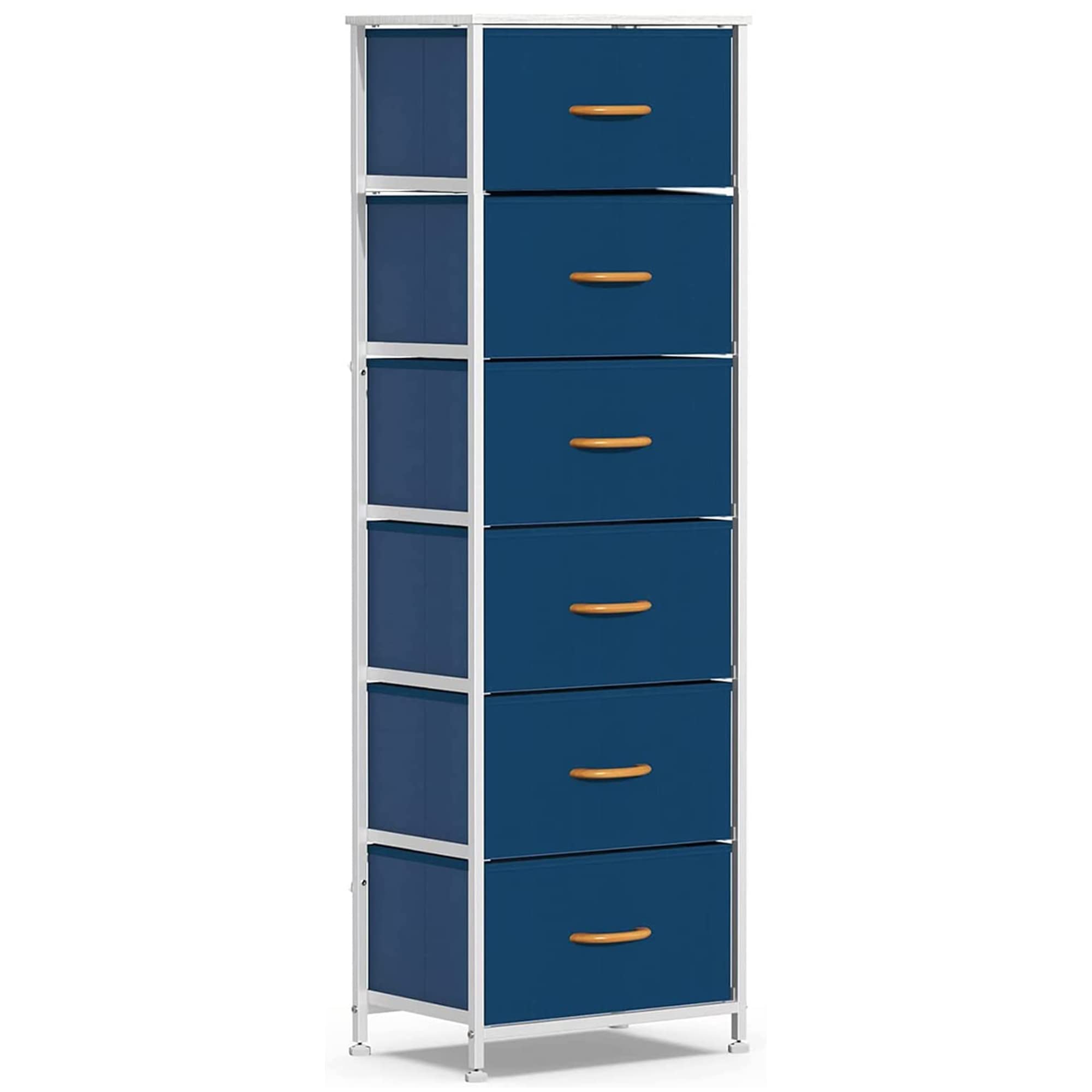 DHMAKER 6-Drawer Vertical Fabric Dresser for Bedroom Storage | Tall Closet Organizer with Fabric Drawers | Navy Blue Dresser & Chest for Nursery, Hallway, or Small Spaces | Perfect for Clothes, Toys, and Home Organization