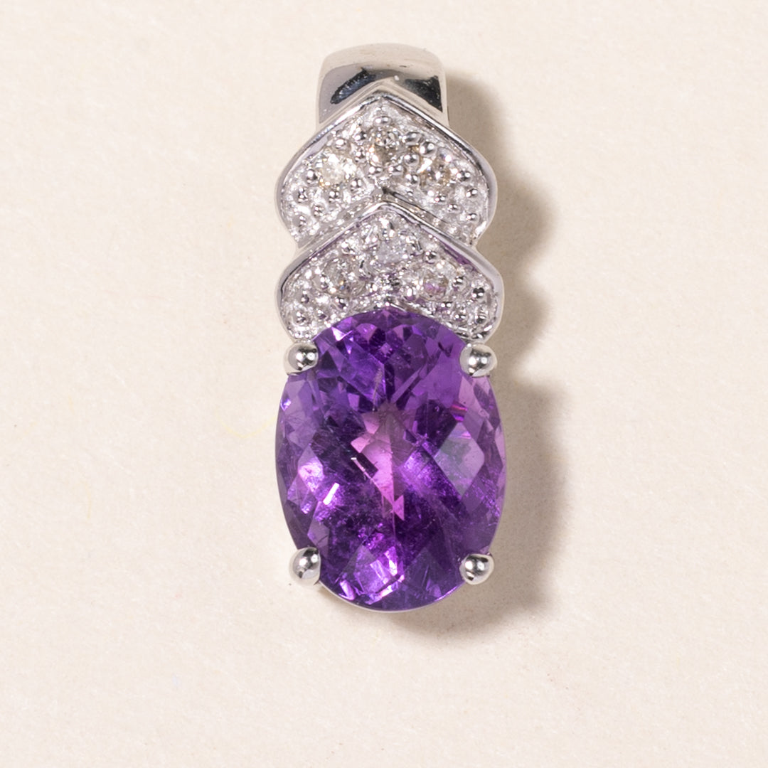 14K White Gold Amethyst and Diamond Pendant Necklace - 1.33ct Natural Amethyst & 0.03ctw Diamond Accents | Elegant Jewelry Gift for Women | Perfect for Valentine's Day, Anniversary & Special Occasions