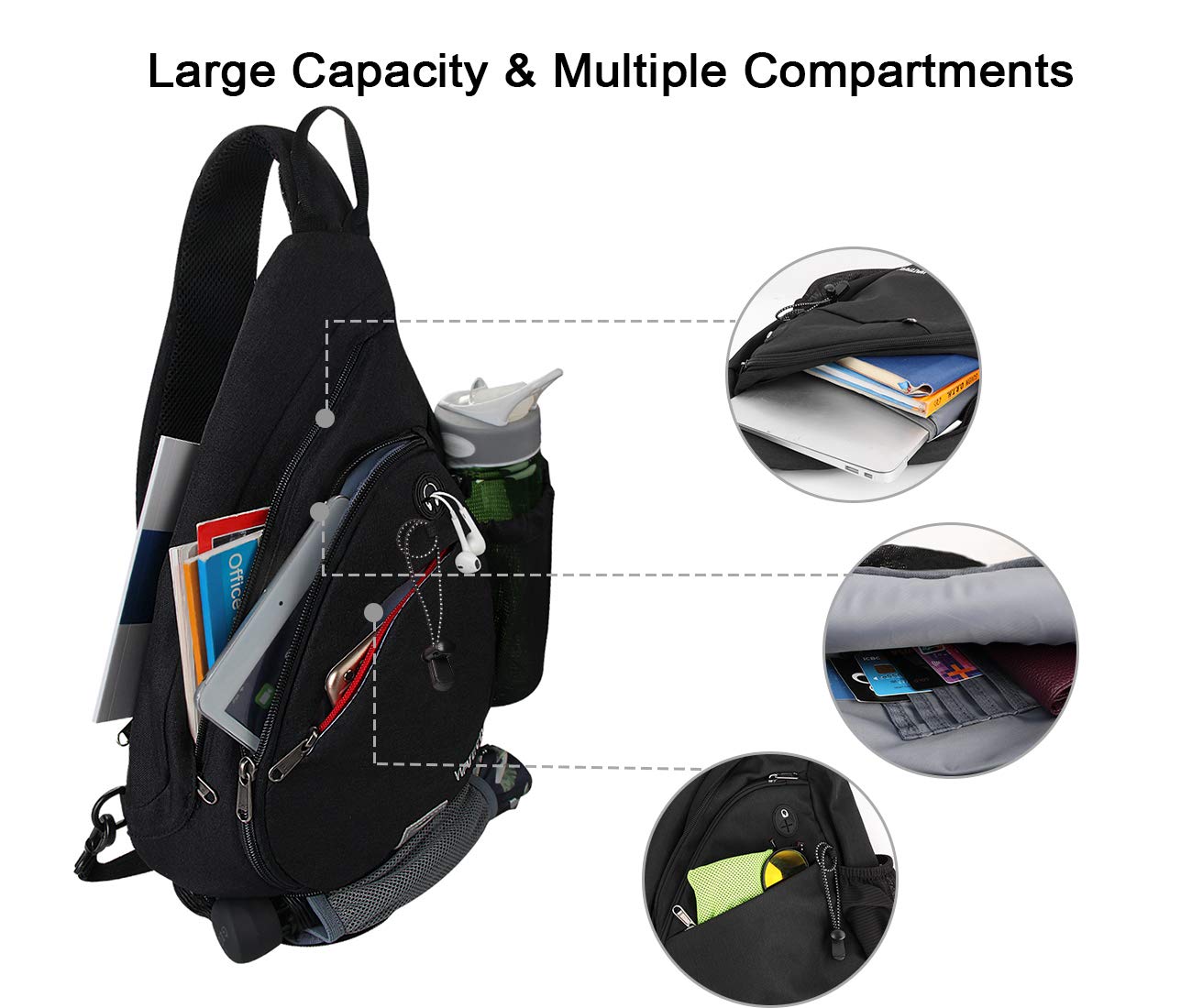 WATERFLY Sling Bag - Lightweight Crossbody Shoulder Backpack for Men & Women - Perfect for Travel, Cycling, Hiking & Daily Use