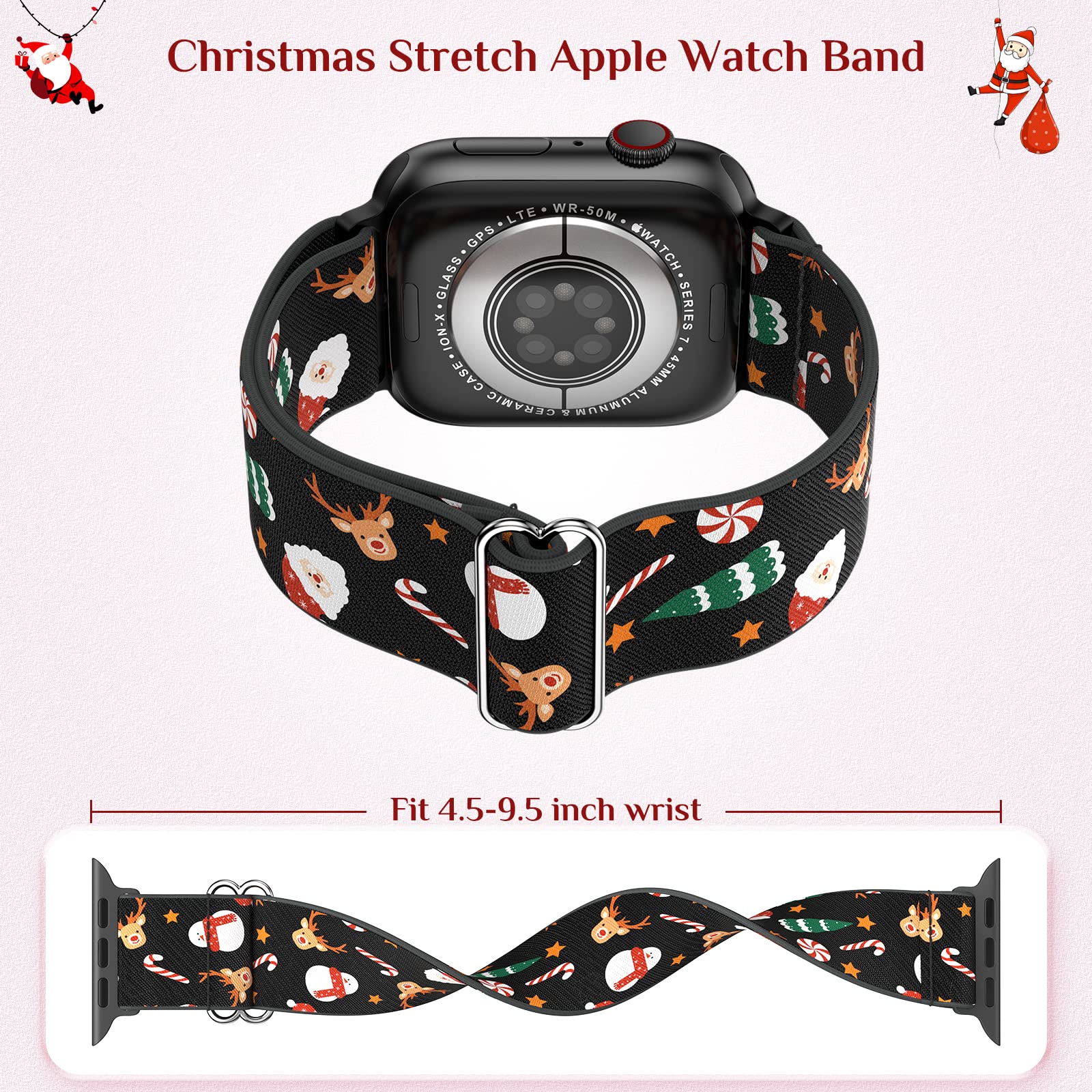 LETOID Stretchable Nylon Apple Watch Band - Compatible with 38mm 40mm 41mm 42mm 44mm 45mm 46mm 49mm - Soft Elastic Solo Loop Wristband for Women - Fits iWatch Series 10/9/8/7/6/5/4/3/2/1/SE/Ultra - Perfect for Workouts, Running & Everyday Wear