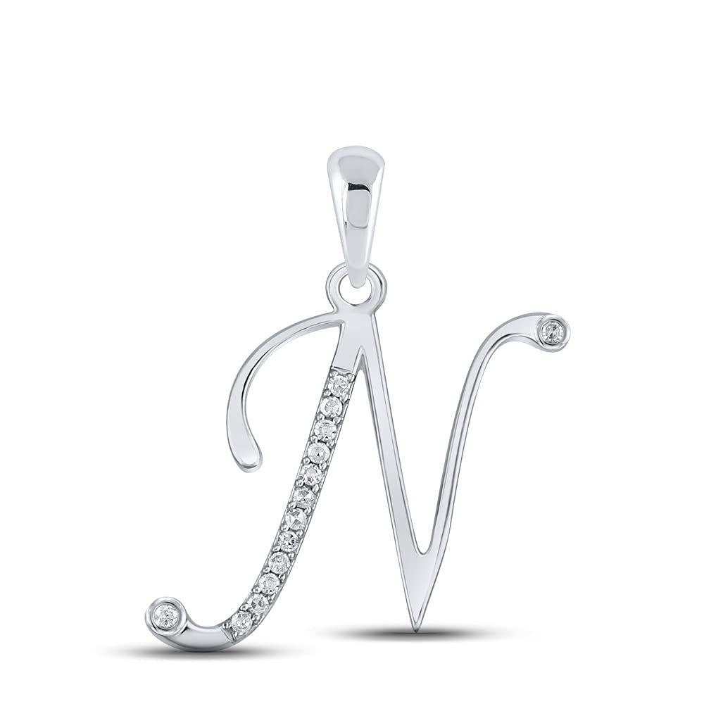 10K White Gold Women's Round Diamond Initial 