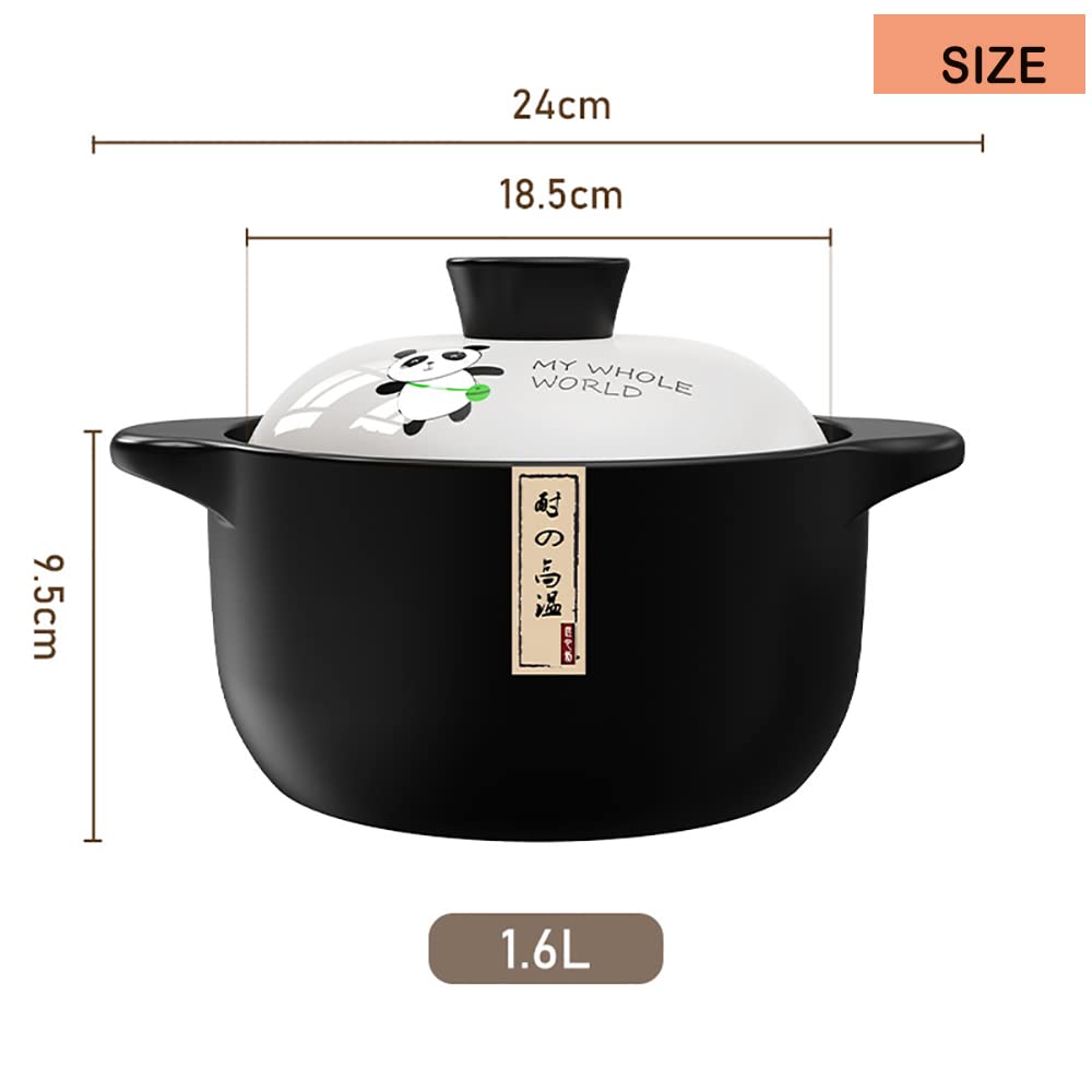 1.6L Clay Cooking Pot - Ceramic Stockpot, Stew Pot & Casserole Dish for Pasta, Milk & Sauces | Traditional Chinese Earthenware Cookware for Slow Cooking, Baking & Serving