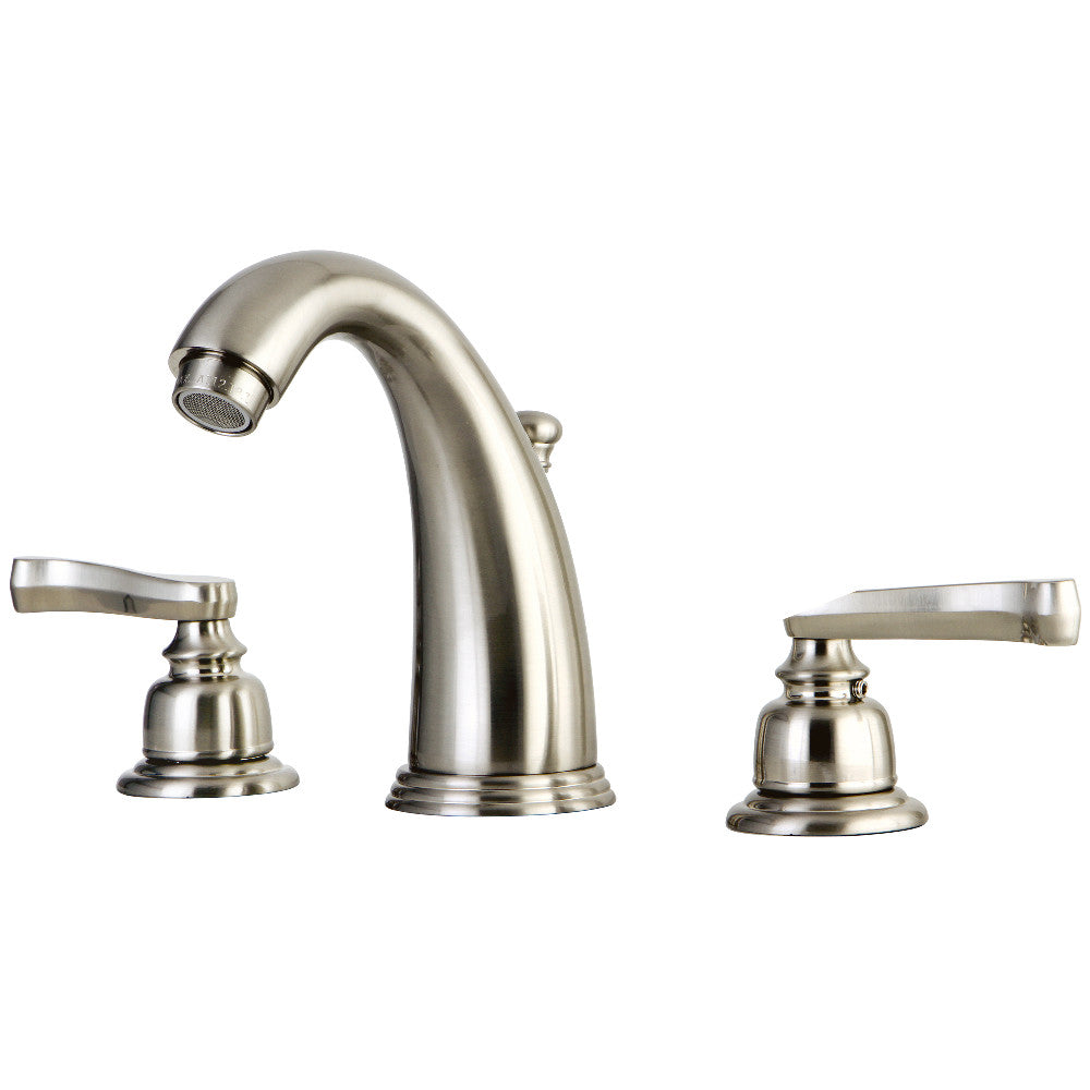 Kingston Brass GKB981FL Widespread Bathroom Faucet - Modern 8 Inch Centerset Bathroom Sink Faucet with High Arc Spout for Vanity, Powder Room & Guest Bathroom