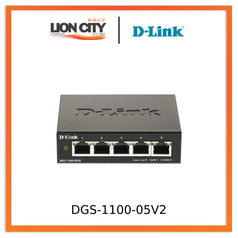 D-Link DGS-1100-05V2 5-Port Gigabit Smart Managed Network Switch - Ideal for Home Office & Small Business Networking