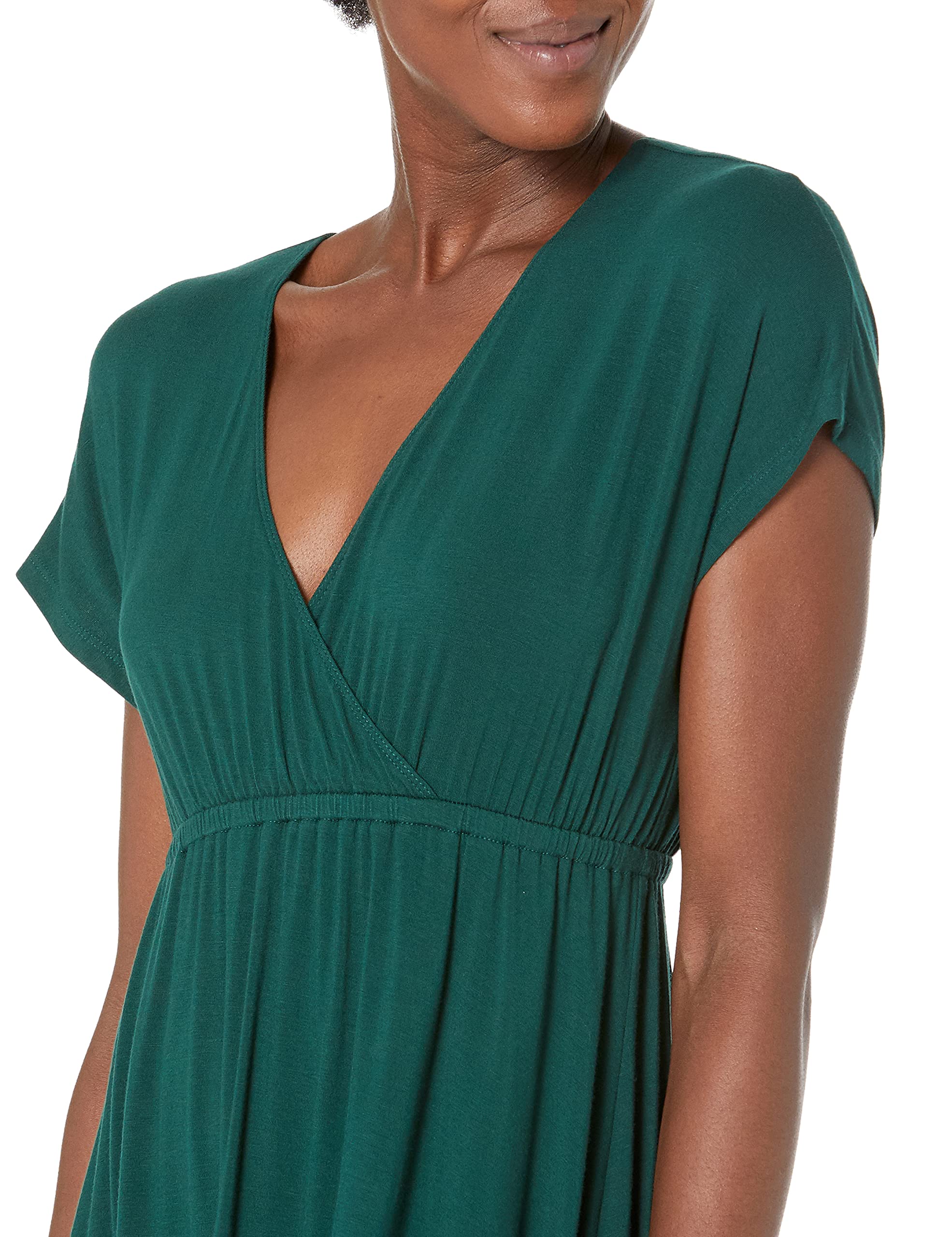 Amazon Essentials Women's Surplice Dress - Flattering Wrap Style, Plus Size Options, Casual & Formal Wear for Work, Date Night & Special Occasions