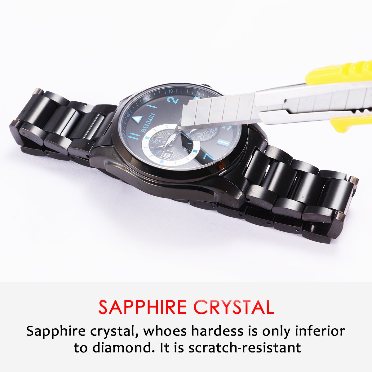 BINLUN Black Men's Automatic Waterproof Military Watch - Stainless Steel Wristwatch with Date Display - Perfect for Father's Day, Christmas Gifts, Outdoor Adventures & Formal Occasions