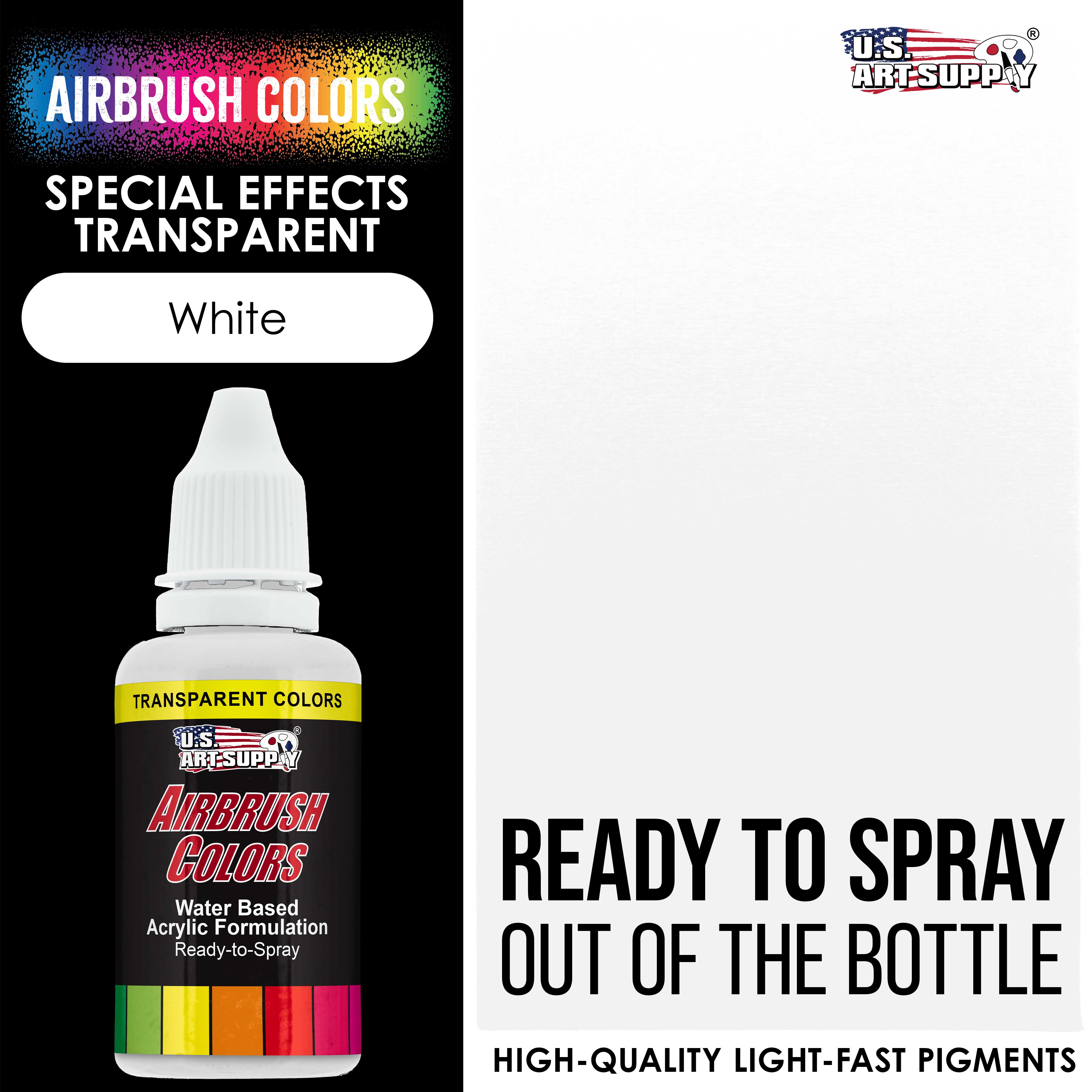 Premium White & Transparent Acrylic Airbrush Paint - 1 oz Bottle for Model Kits, DIY Crafts & Automotive Art - High Pigment, Fast Drying & Smooth Flow