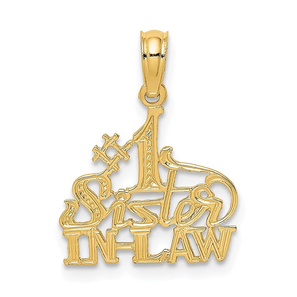 14K Yellow Gold Sister-in-Law Charm Pendant Necklace - Elegant Fine Jewelry Gift for Women - Perfect for Birthdays, Anniversaries & Special Occasions