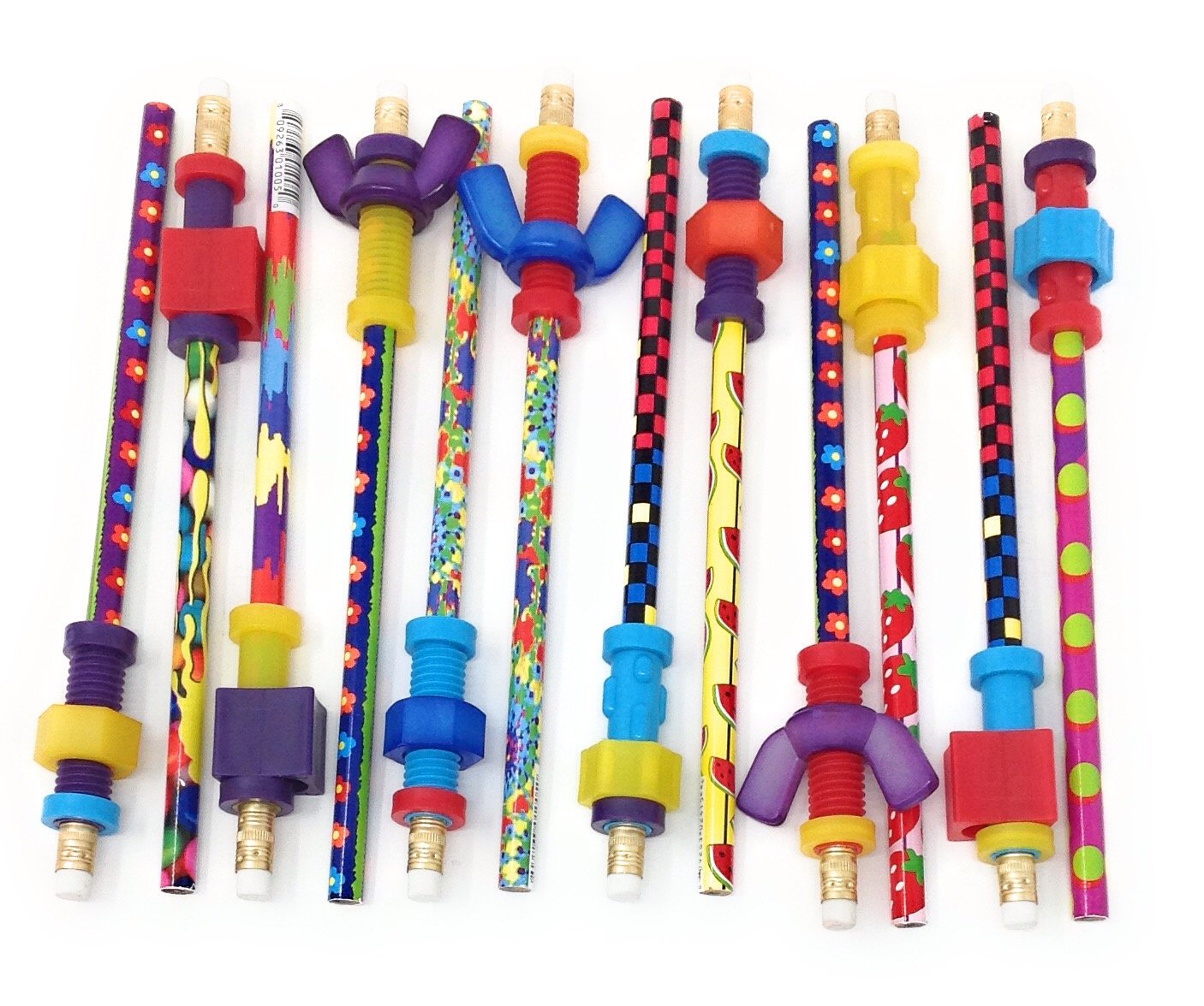 12 Pack Pencil Fidget Toppers - Assorted Colors & Styles for Stress Relief, ADHD, Anxiety - Perfect for School, Office & Focus Aid