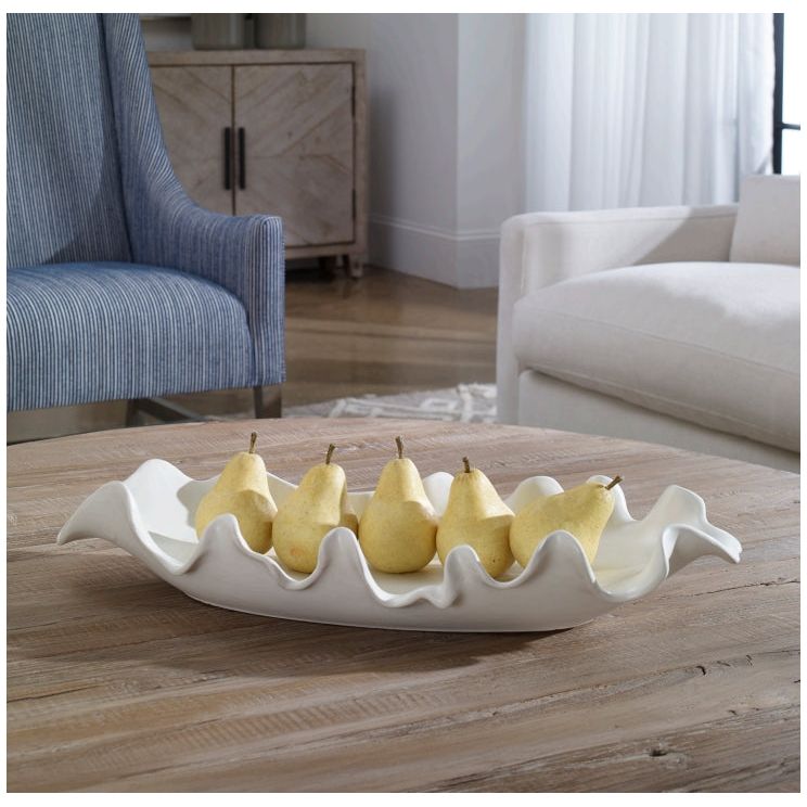 Elegant Ruffled Feathers White Ceramic Bowl - Perfect for Dining, Serving, and Home Decor | Stylish and Durable Kitchenware