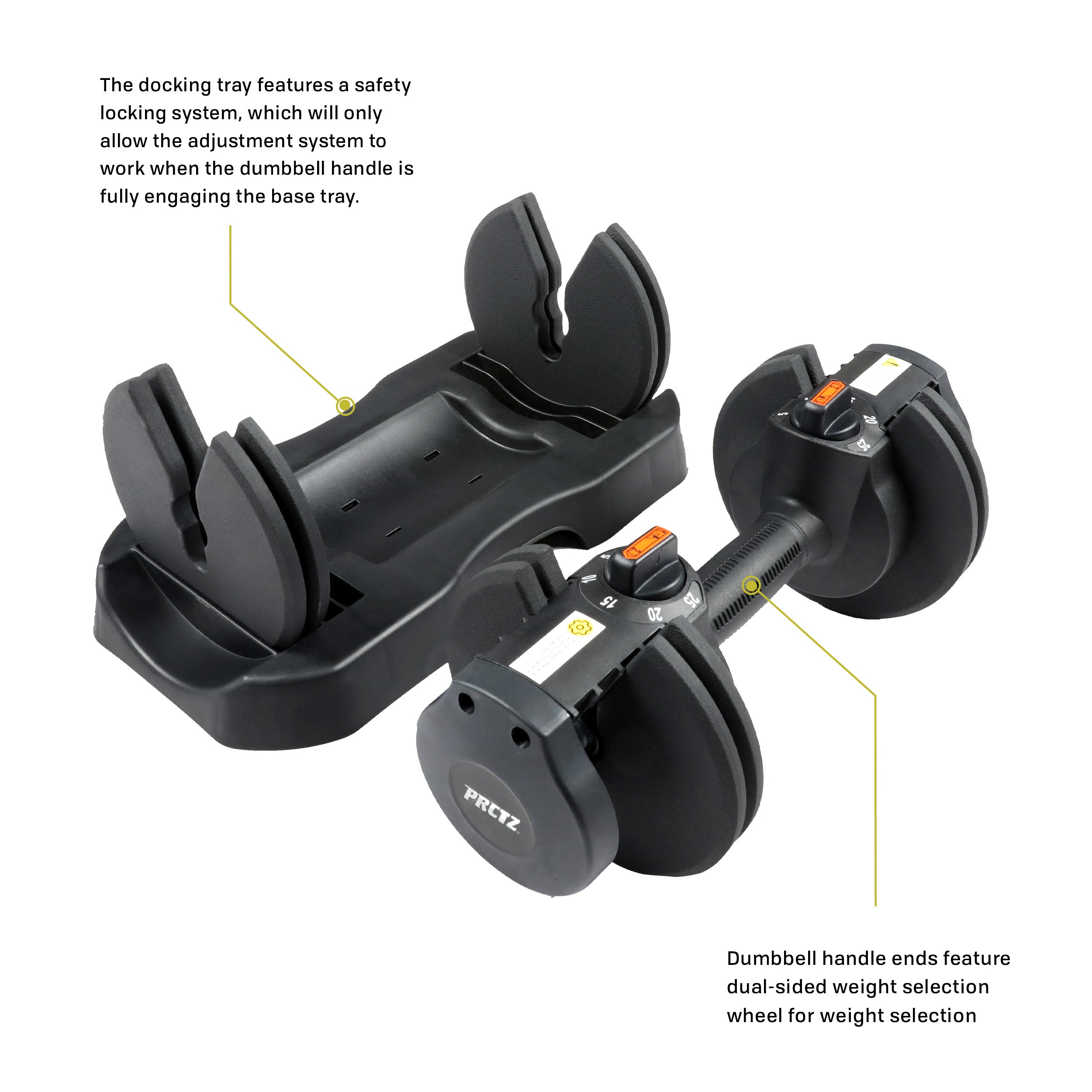 PRCTZ Adjustable Dumbbell Set 5-25 lbs - Quick Select Weight System for Home Gym, Strength Training & Full Body Workouts - Perfect for Beginners to Advanced Fitness Enthusiasts