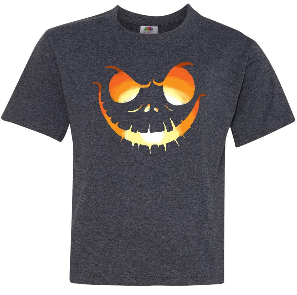 Inktastic Halloween Pumpkin with Wicked Smile Spooky Orange Youth T-Shirt | Cute Kids Costume & Fall Festival Outfit