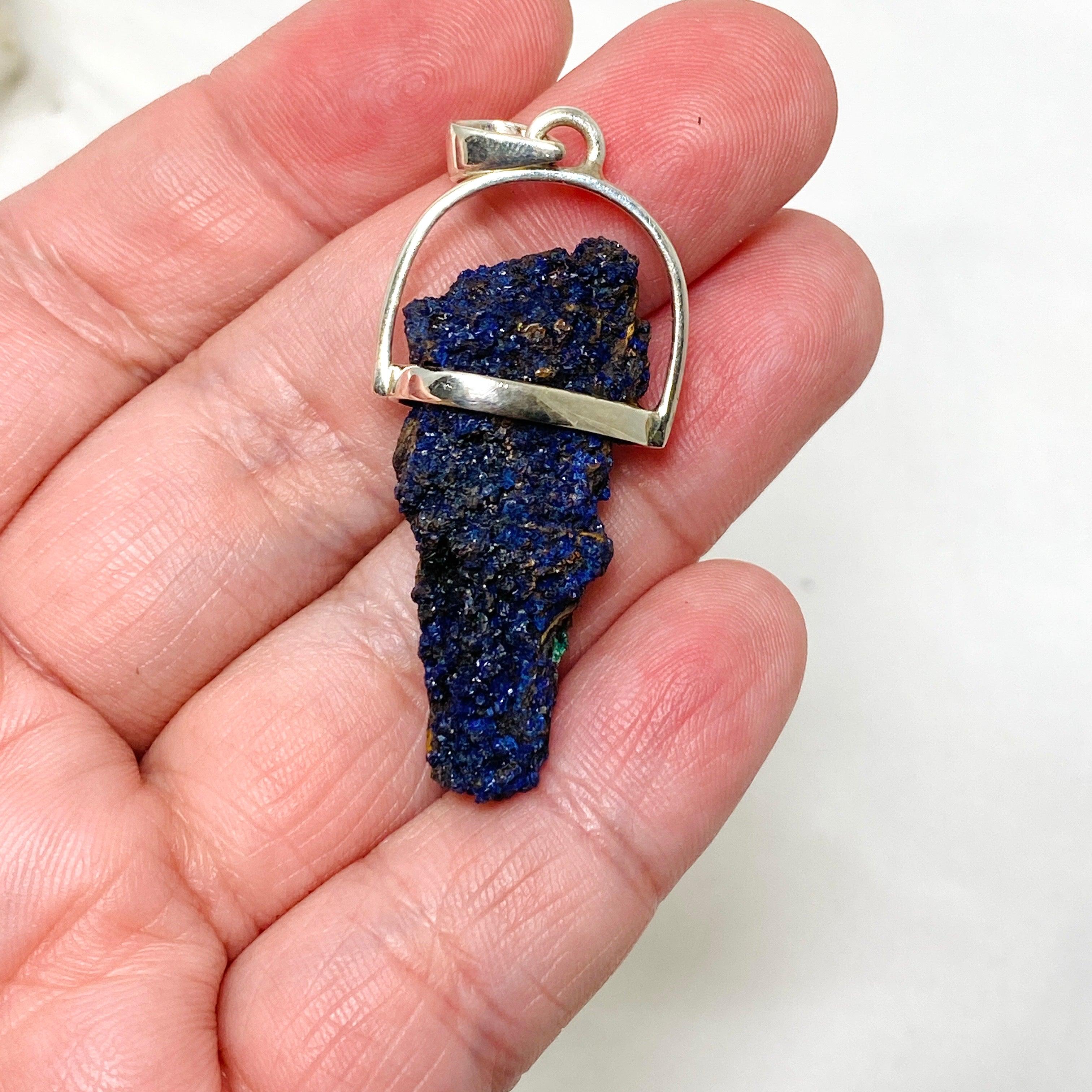 Natural Raw Azurite and Malachite Pendant Necklace - Handmade Stone Jewelry for Women - Perfect for Spiritual Healing, Meditation & Boho Fashion