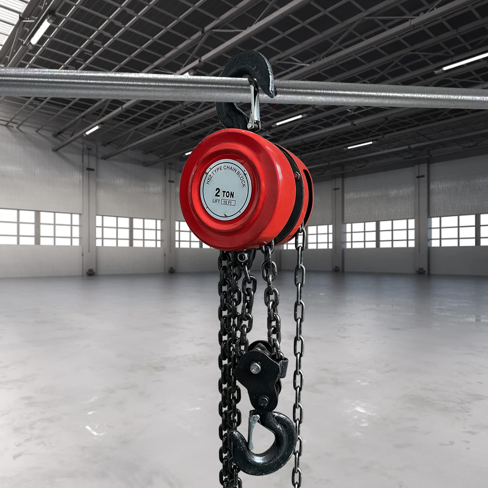 2 Ton Heavy Duty Hand Chain Hoist - 4400 lbs Capacity with 10ft Lift Chain & Dual Hooks - Perfect for Warehouse, Construction, Auto Repair & Industrial Material Handling