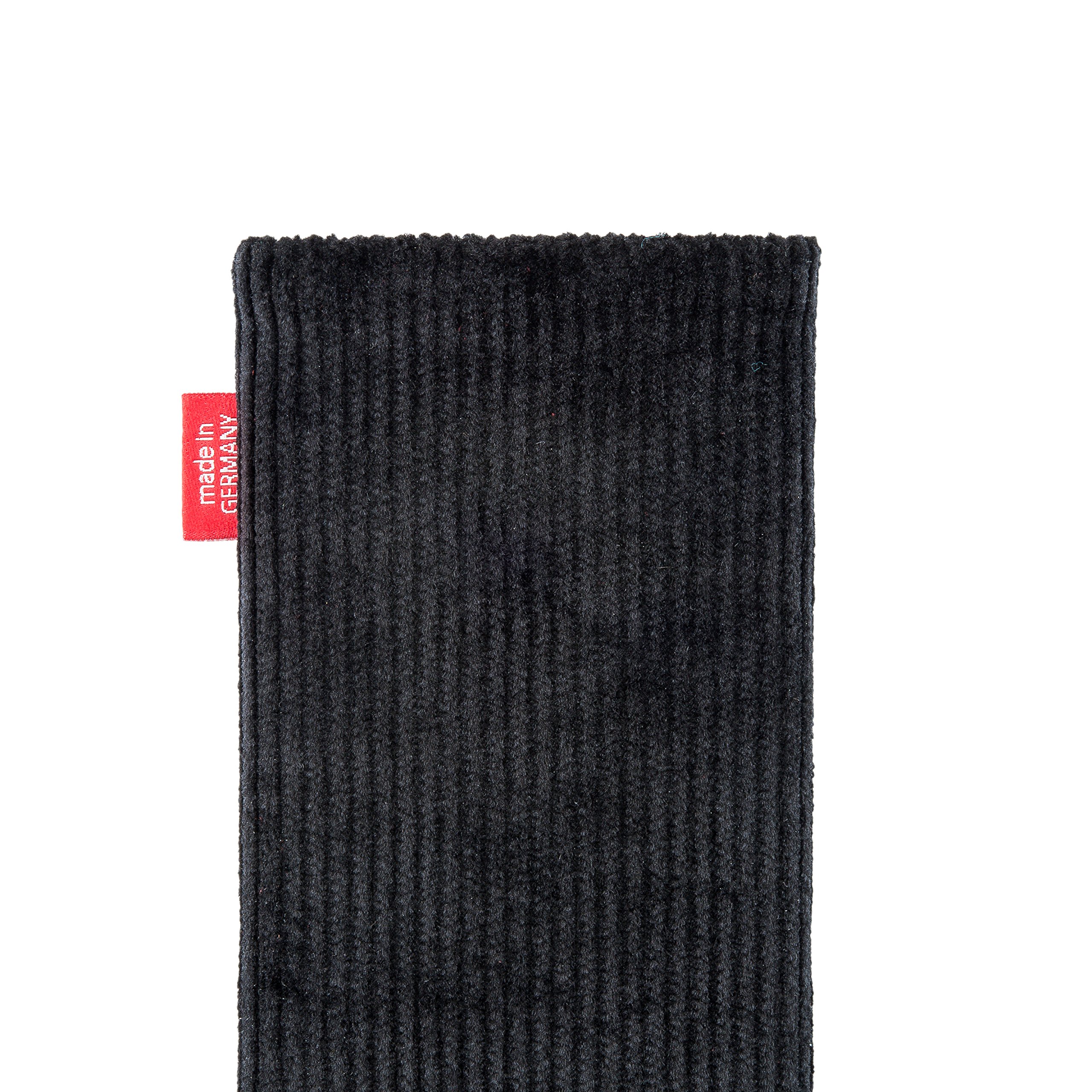 Custom Corduroy Pouch for HTC Pixel XL - Retro Black Sleeve with Microfiber Lining for Screen Cleaning & Protection