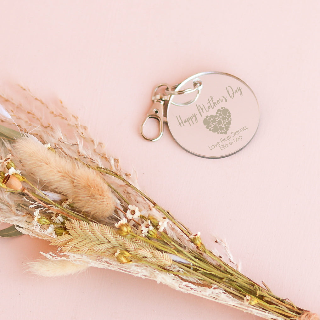 Personalized Keychain - Happy Mother's Day Gift for Mom - Engraved Heart Keyring with Inspirational Message - Perfect for Birthdays, Anniversaries & Everyday Carry