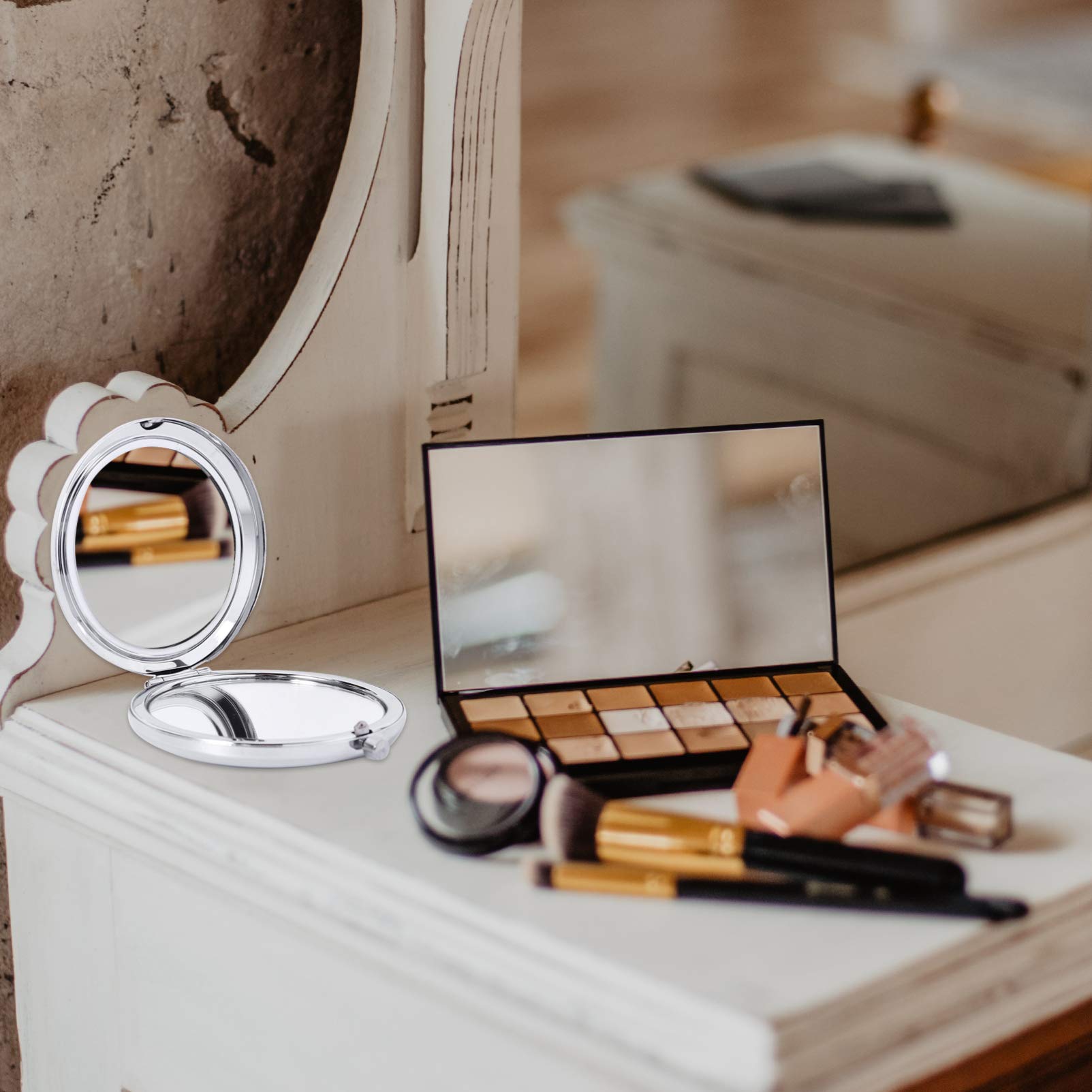 Double-Sided Folding Mirror - Compact Travel Makeup Mirror for Purse & Handbag