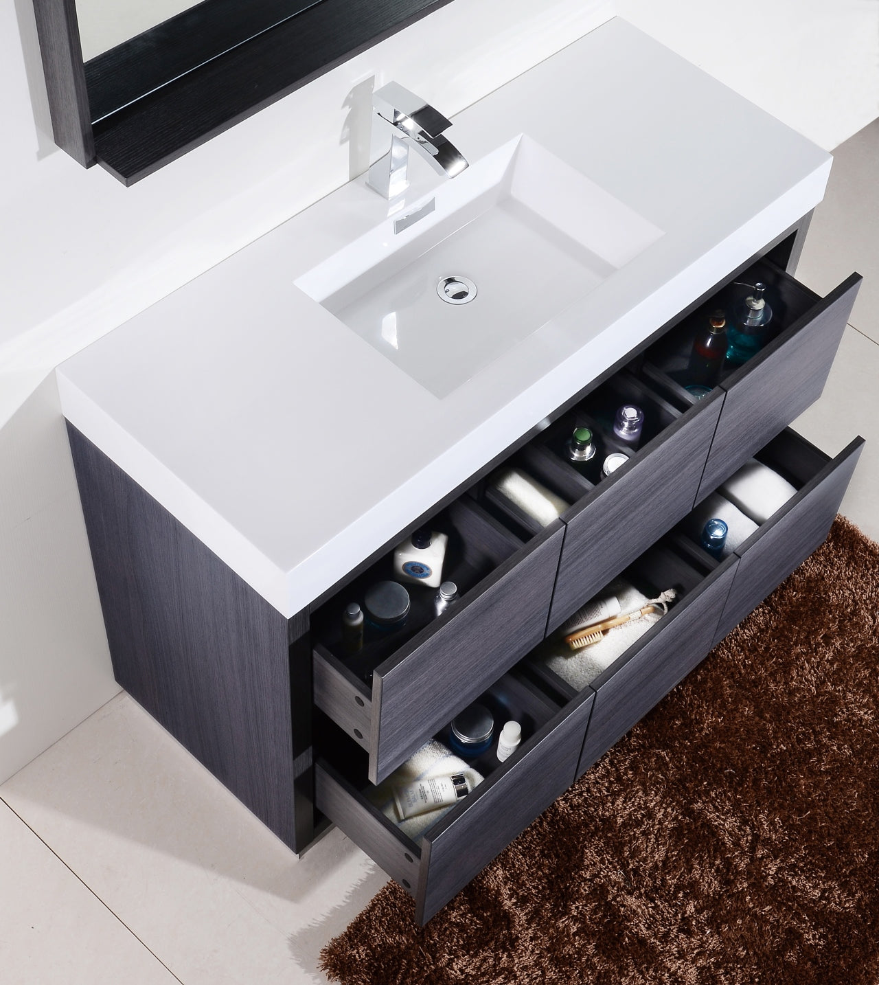 KubeBath Bliss 48 Inch Freestanding Modern Bathroom Vanity with Sink - Stylish Storage Solution for Small Bathrooms, Powder Rooms & Master Suites