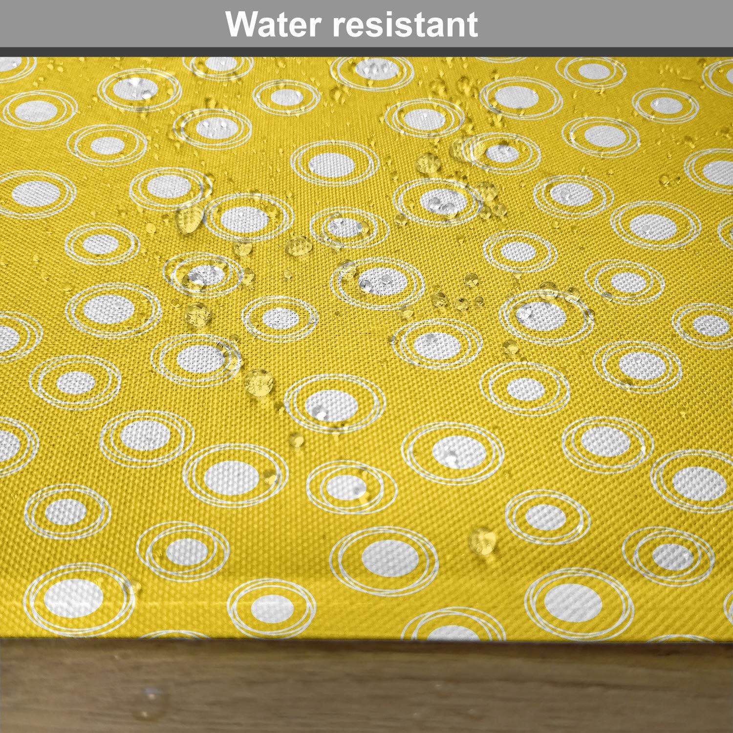 Ambesonne Yellow and White Place Mats Set of 4 - Washable Fabric Table Mats with White Round Spots & Sketchy Circles Design - Perfect for Dining Room, Kitchen Table Decor & Holiday Dinner Parties