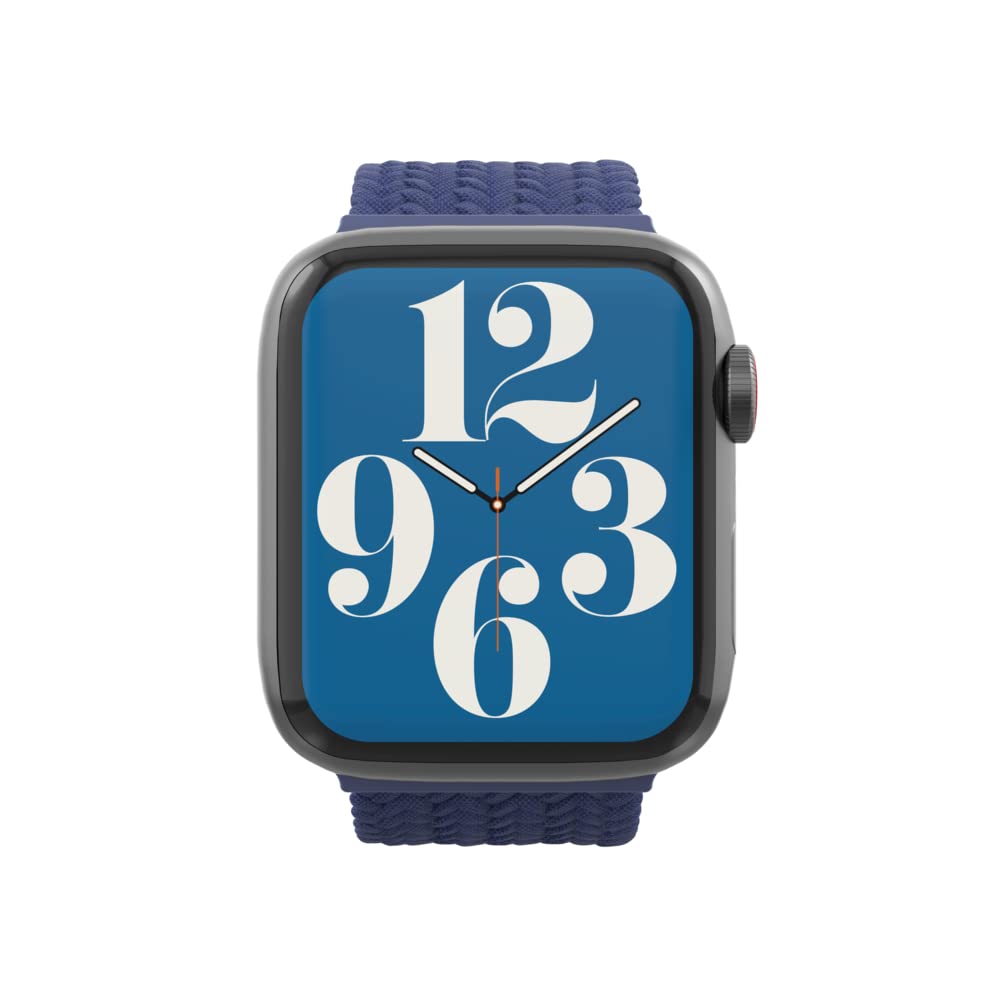 ZAGG Gear4 Braided Stretchy Solo Loop Band for Apple Watch 38mm 40mm 41mm - Navy Blue Medium - Compatible with iWatch Series 7/6/SE/5/4/3/2/1 - Elastic Strap Wristband - Perfect for Workouts, Running & Everyday Wear (705009494)