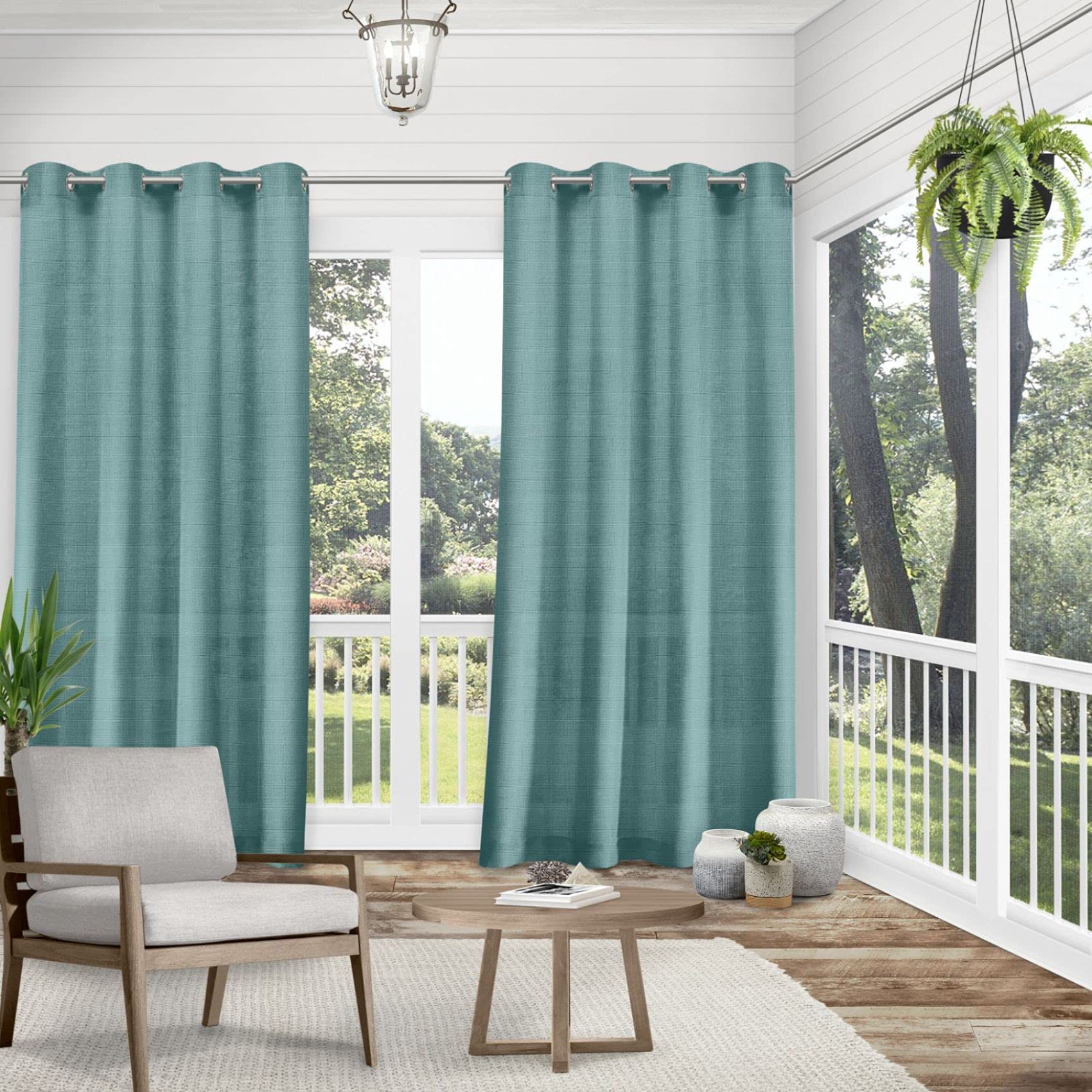Exclusive Miami Semi-Sheer Textured Grommet Top Curtain Panels - Pair of 54