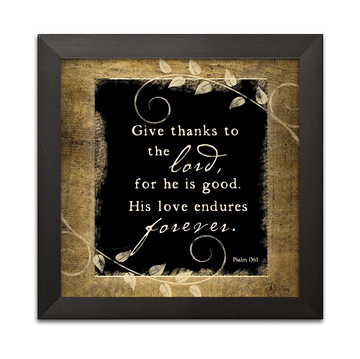 Religious Bible Psalm 136:1 Framed Print 12x12 - Home & Church Decor