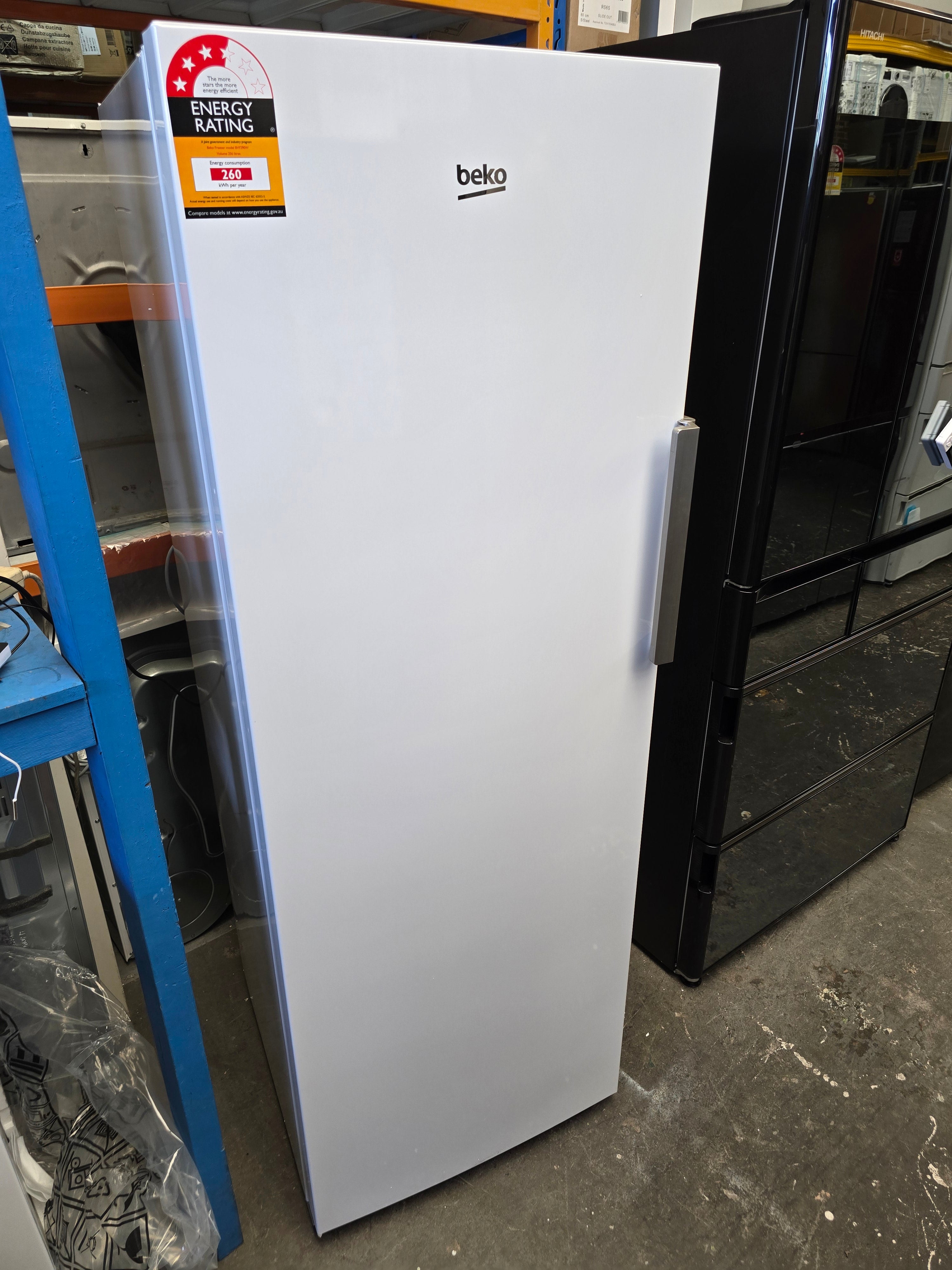 Beko 250L Upright Frost Free Freezer BVF290W - Energy Efficient European Made Appliance with 12 Month Warranty | Perfect for Home, Restaurant & Commercial Kitchen Storage