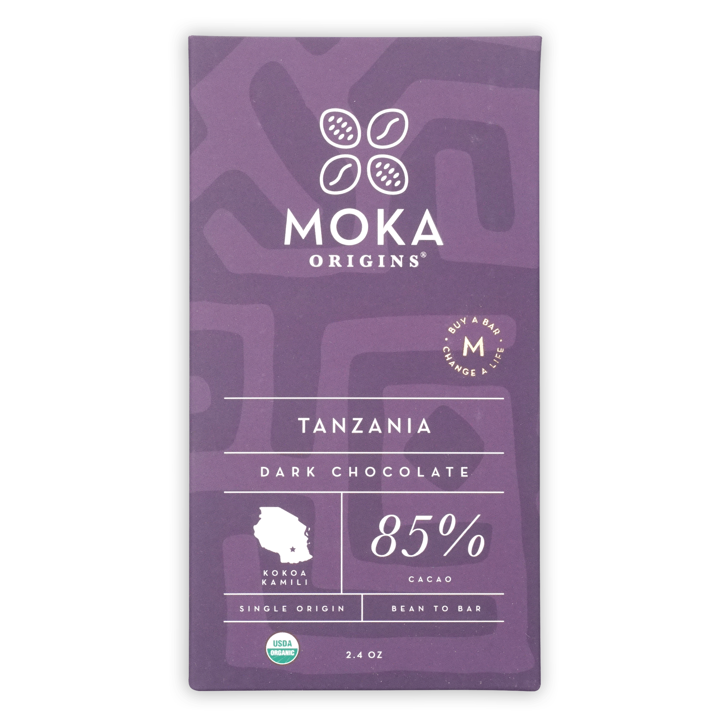 Premium Moka Dark Tanzania 85% Cocoa Chocolate Bar - Rich & Intense Flavor for Baking, Gifting & Healthy Snacking
