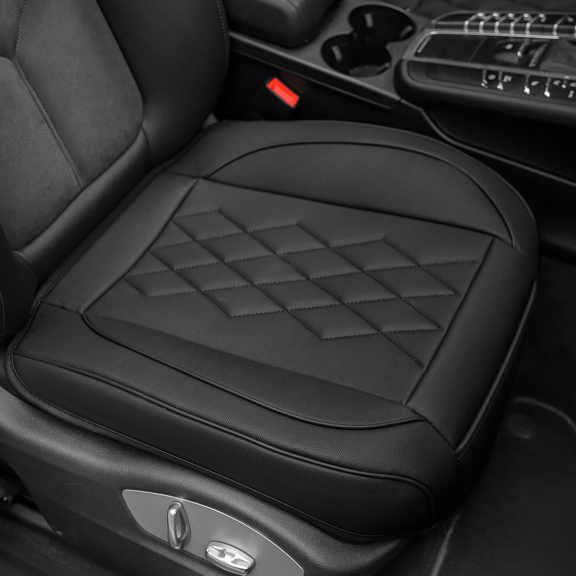 JOJOBAY 2-Pack Premium Leather Car Seat Covers - Anti-Slip Padded Front Seat Protectors Fits 95% Vehicles (Black, 2PC) - Perfect for Daily Commute, Road Trips & Protecting Car Seats from Wear