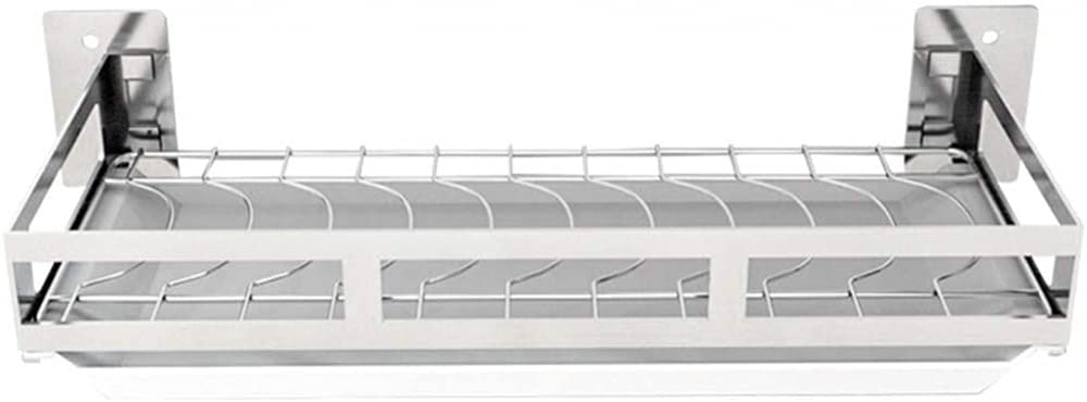 Stainless Steel Dish Rack Wall Mounted 44x16cm for Kitchen Organization