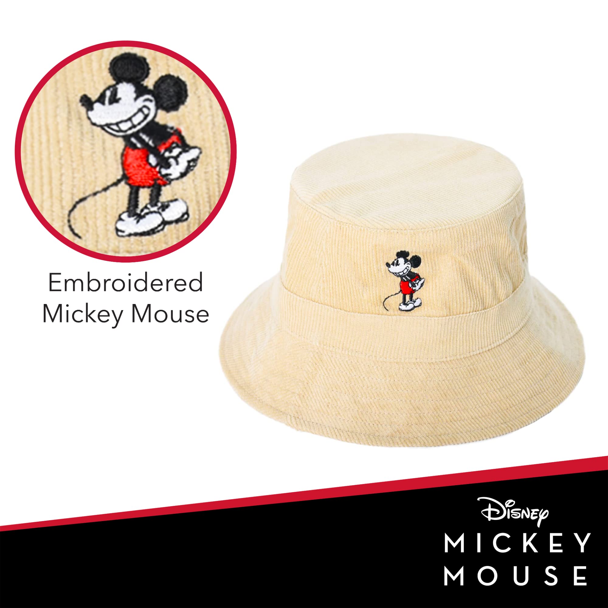 Disney Mickey Mouse Bucket Hat for Women & Men - Foldable Packable Sun Hat for Travel, Beach, Outdoor Activities - UV Protection Summer Hat
