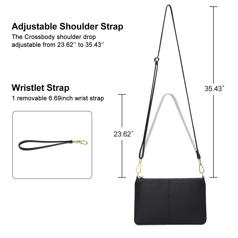 SENDEFN Genuine Leather Wristlet Clutch Purse for Women - RFID Blocking Crossbody Shoulder Bag with Multiple Card Slots - Perfect for Everyday Use, Travel & Shopping