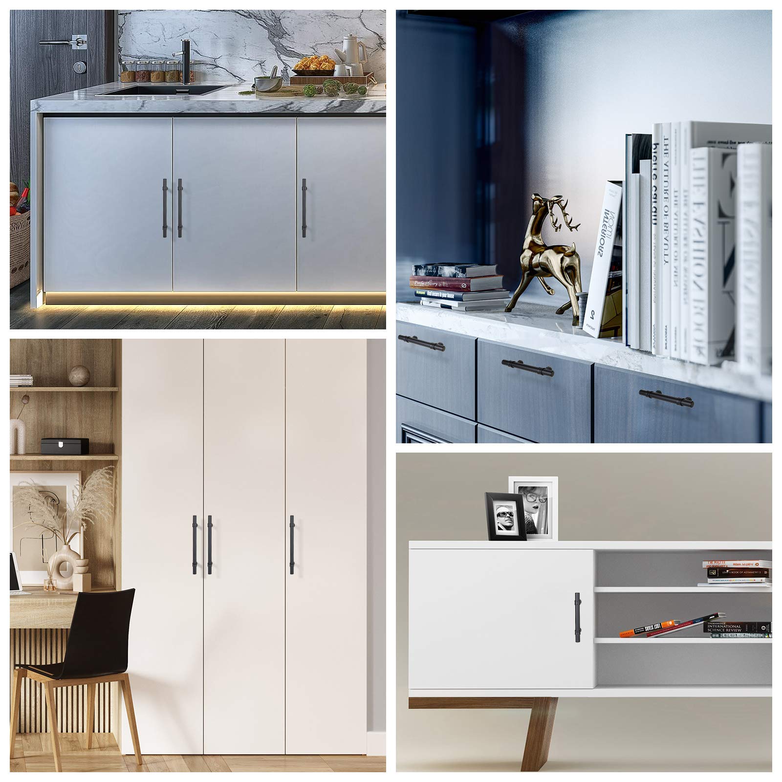 Black Cabinet Pulls 3 Inch - Modern Kitchen & Bathroom Hardware for Dressers