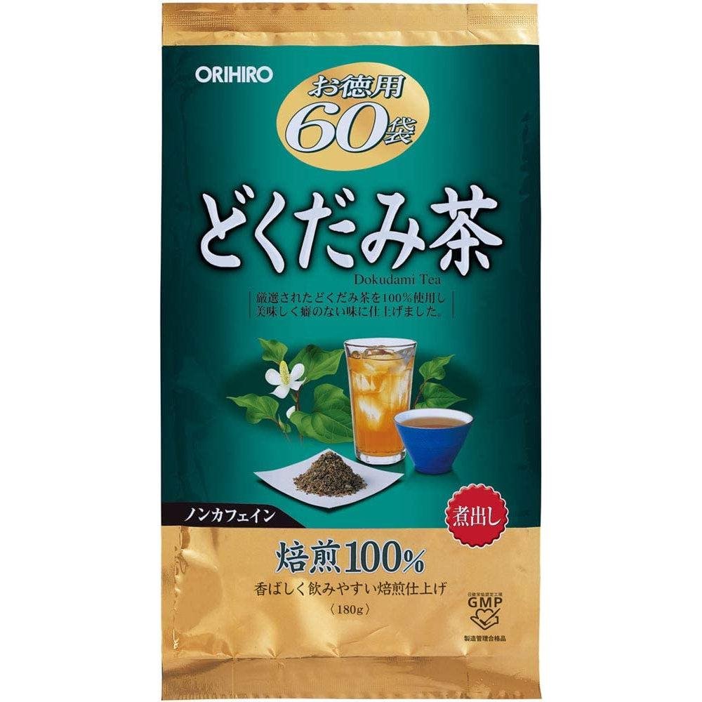 Orihiro Dokudami Tea - Houttuynia Cordata Herbal Tea Bags (60 Count) - Natural Detox & Immune Support - Perfect for Daily Wellness & Relaxation