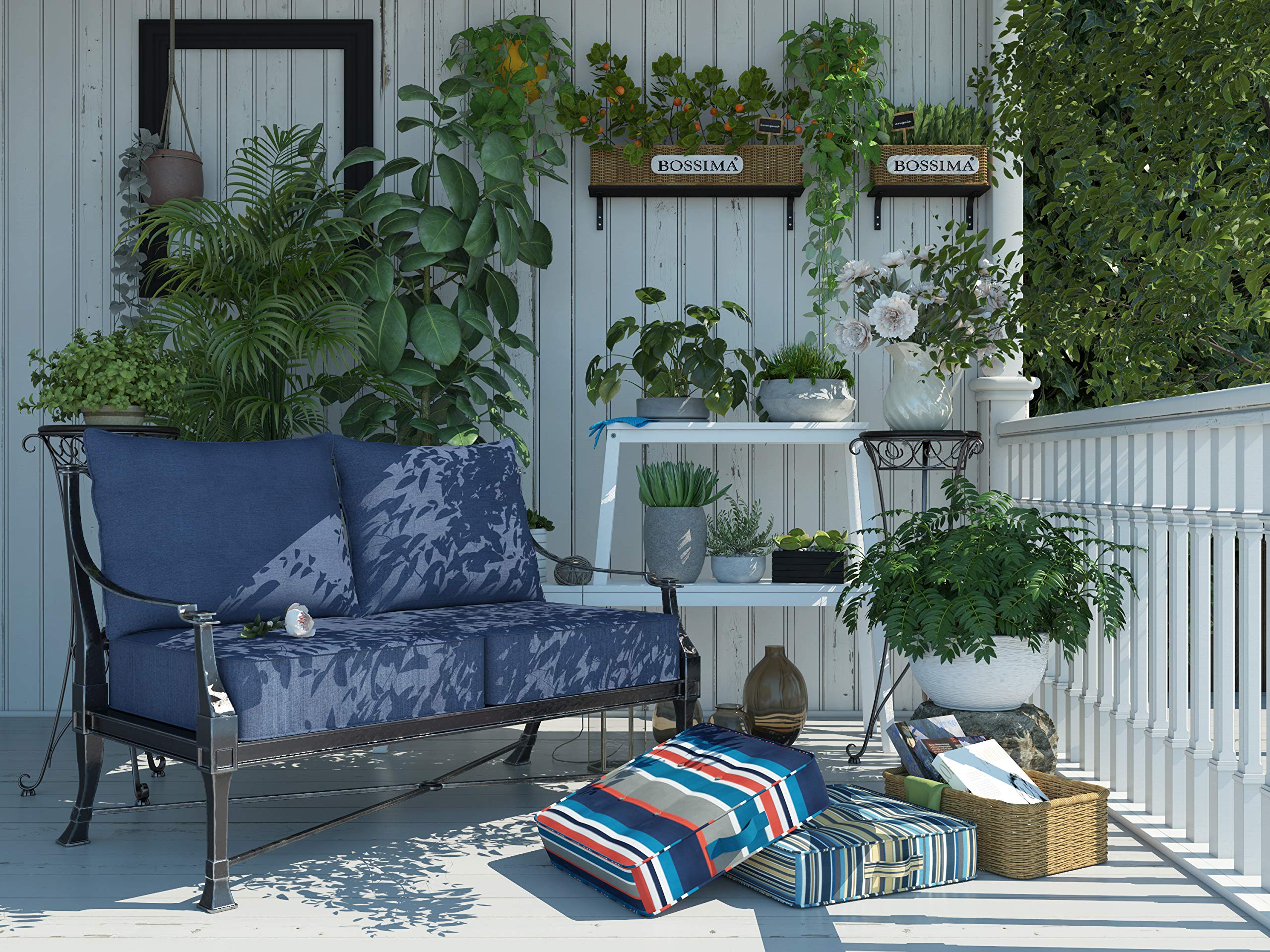 BOSSIMA Indoor Outdoor Deep Seat Chair Cushion Set - Spring Summer Seasonal Replacement Cushions (Olefin Light Grey) - Perfect for Patio, Deck, Porch & Living Room Furniture